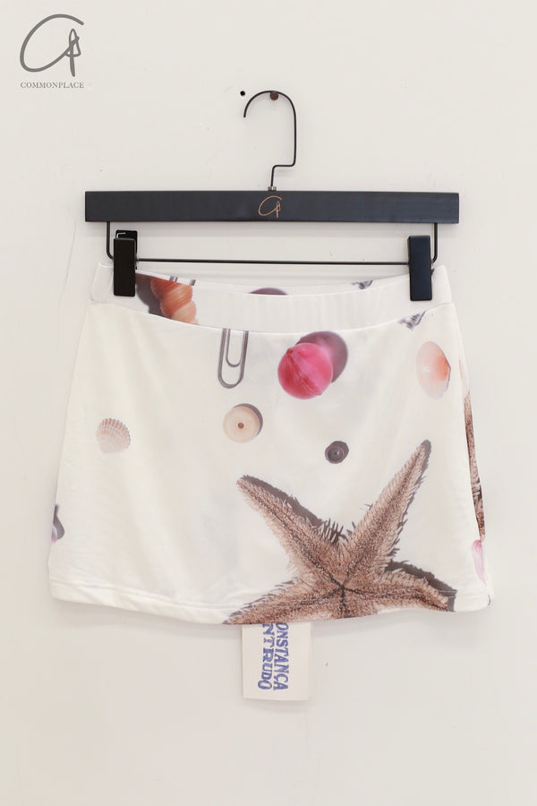 CONSTANÇA ENTRUDO Circle print mesh mini skirt CE-SS24_SKI06-BF White and pink